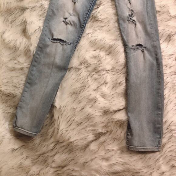 GAP resolution slim straight distressed destroyed light wash blue jeans size 26 - Picture 7 of 13